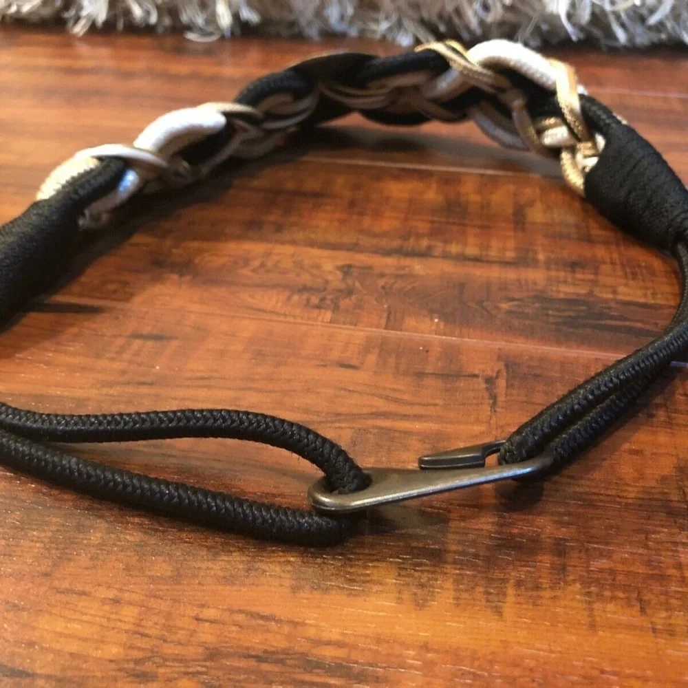 Vintage Glam Rock Braided Rope Statement Waist Belt S 27.5